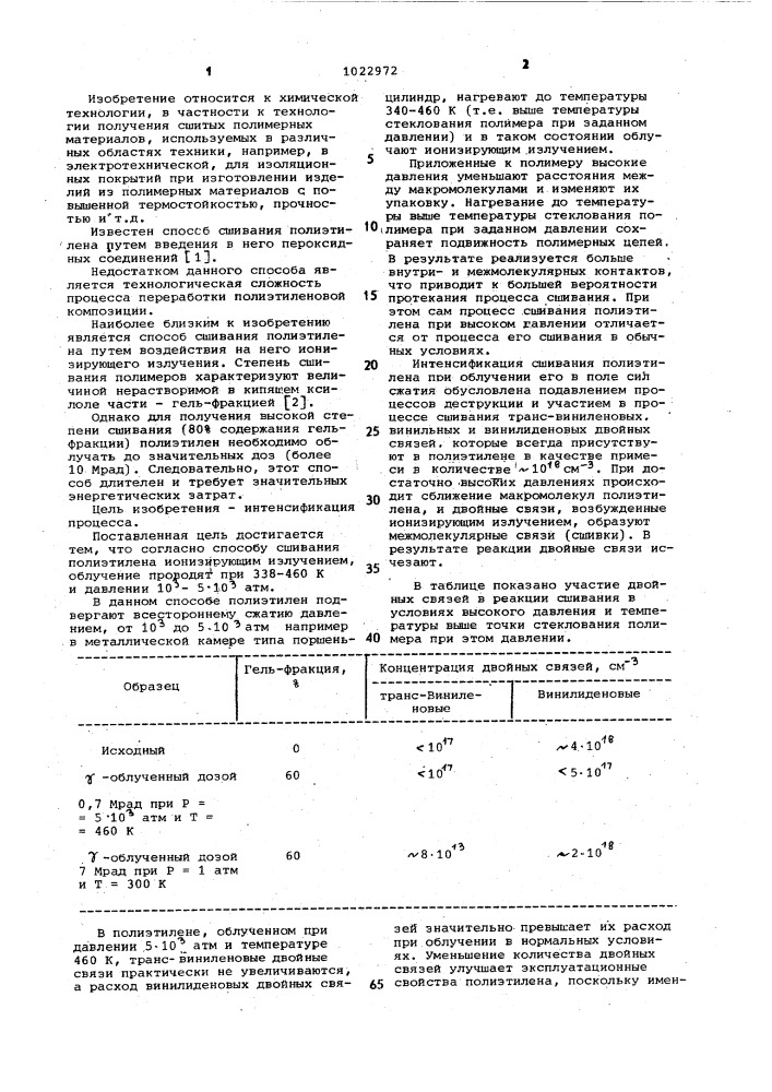 Способ сшивания полиэтилена (патент 1022972)