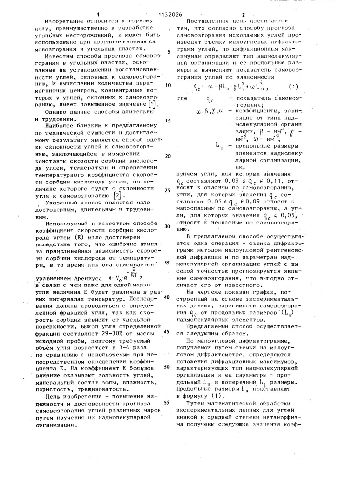 Способ прогноза самовозгорания ископаемых углей (патент 1132026)