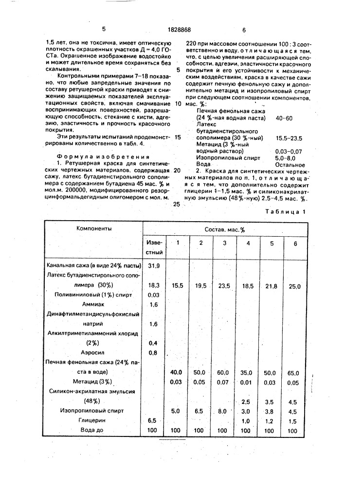 Ретушерная краска для синтетических чертежных материалов (патент 1828868)