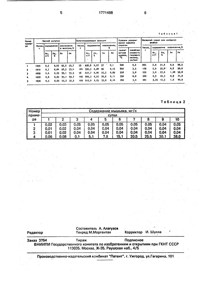 Способ переработки золотомышьяковых материалов (патент 1771488)