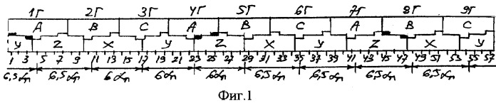 Трехфазная несимметричная дробная обмотка при 2p=6с полюсах в z=57с пазах (патент 2293426)