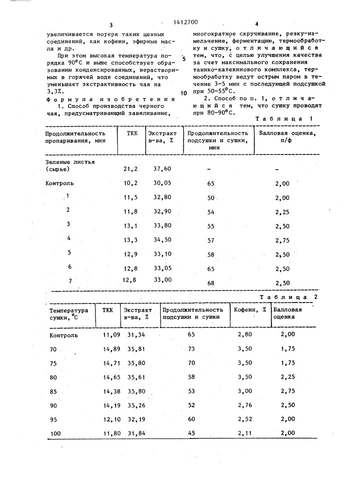 Способ производства черного чая (патент 1412700)