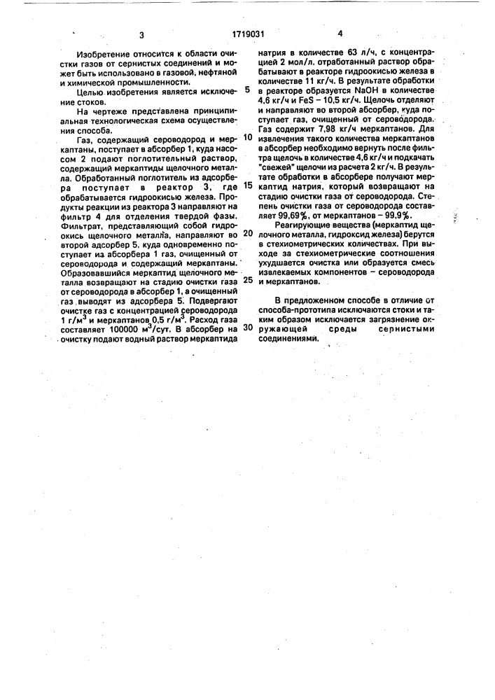 Способ очистки газа от сероводорода и меркаптанов (патент 1719031)