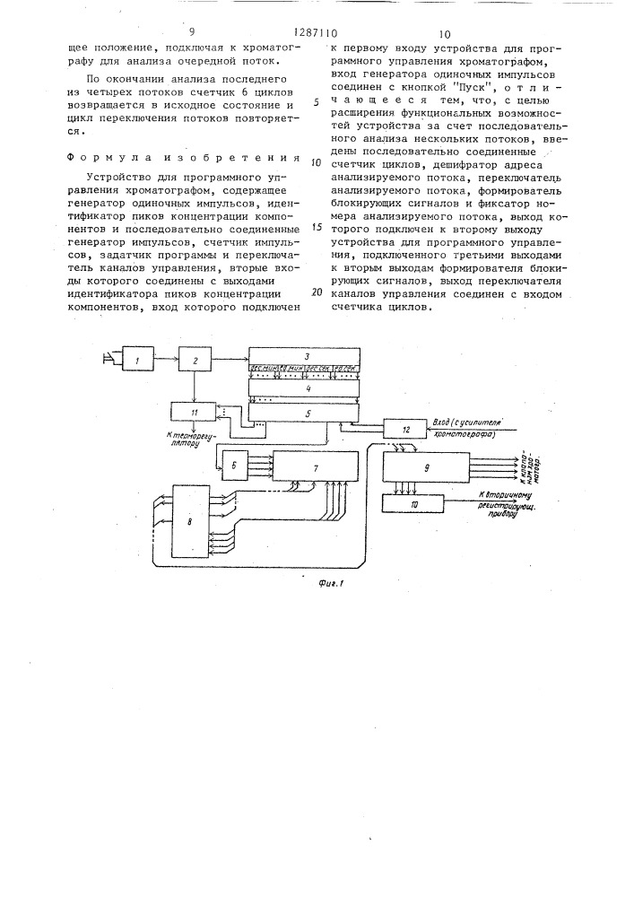 Устройство для программного управления хроматографом (патент 1287110)