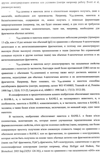 Аминокислотные последовательности, направленные на rank-l, и полипептиды, включающие их, для лечения заболеваний и нарушений костей (патент 2481355)