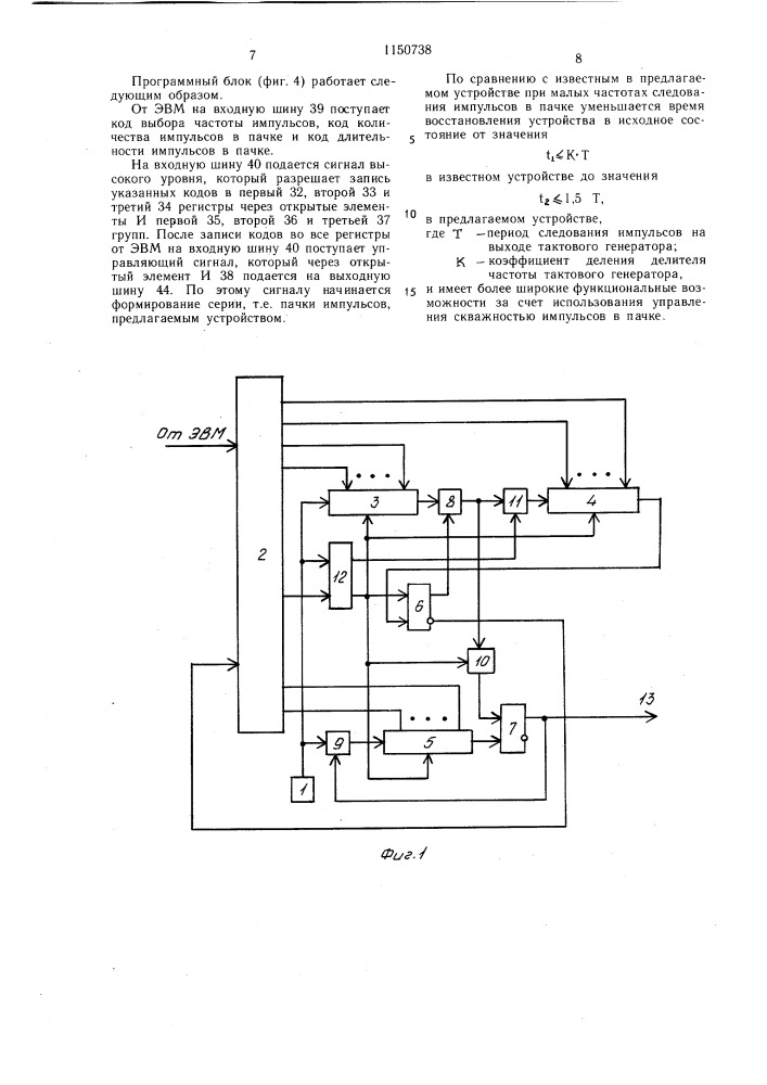 Формирователь пачек импульсов (патент 1150738)