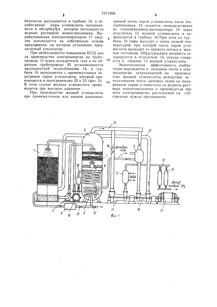 Утилизатор дымовых газов (патент 1071898)
