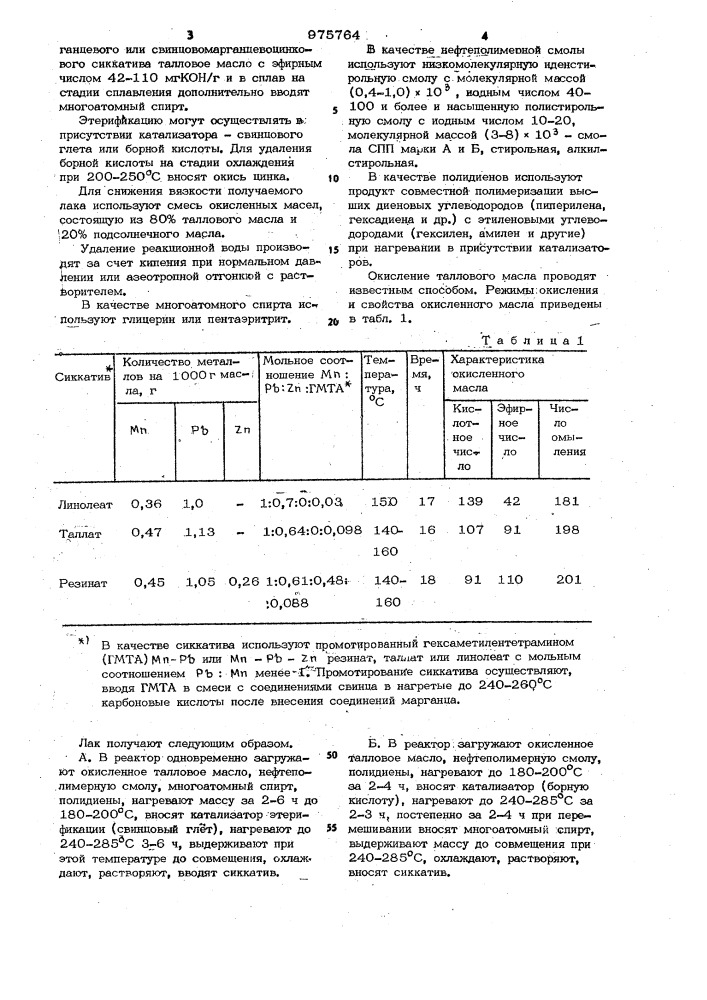 Способ получения масляно-смоляного лака (патент 975764)