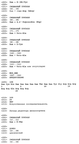 Лиганды рецепторов меланокортинов (патент 2401841)