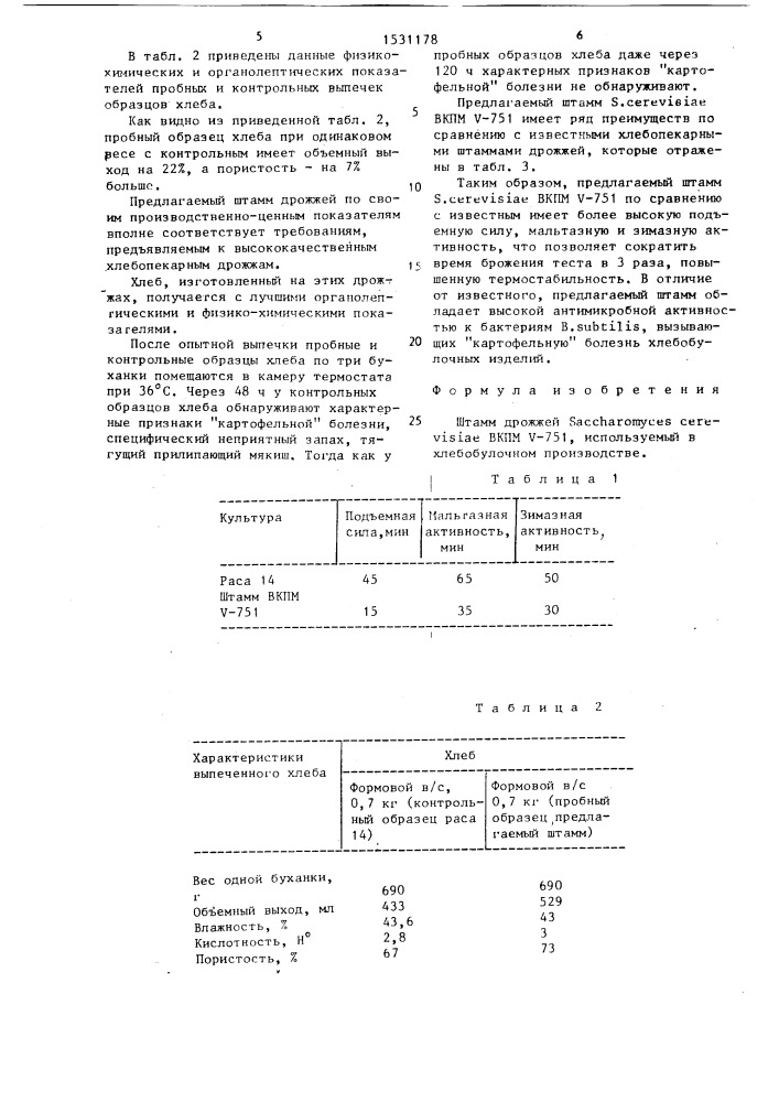 Штамм дрожжей sасснаrомyсеs cerevisiae, используемый в хлебобулочном производстве (патент 1531178)