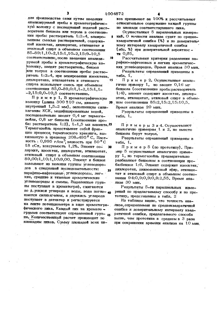 Способ определения группового состава жидкого углеводородного сырья для производства сажи (патент 1004872)