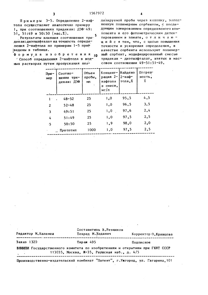 Способ определения 2-нафтола в водных растворах (патент 1567972)