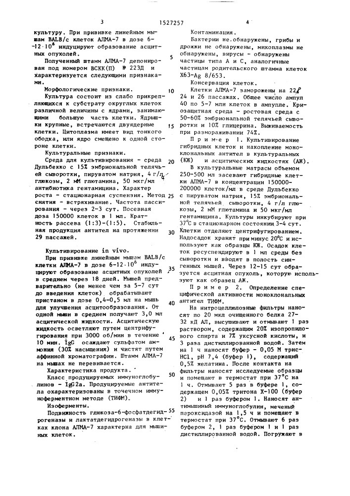 Штамм гибридных культивируемых клеток животных -mus мusсulus -продуцент моноклональных антител к возбудителю амиотрофического лейкоспонгиоза (патент 1527257)