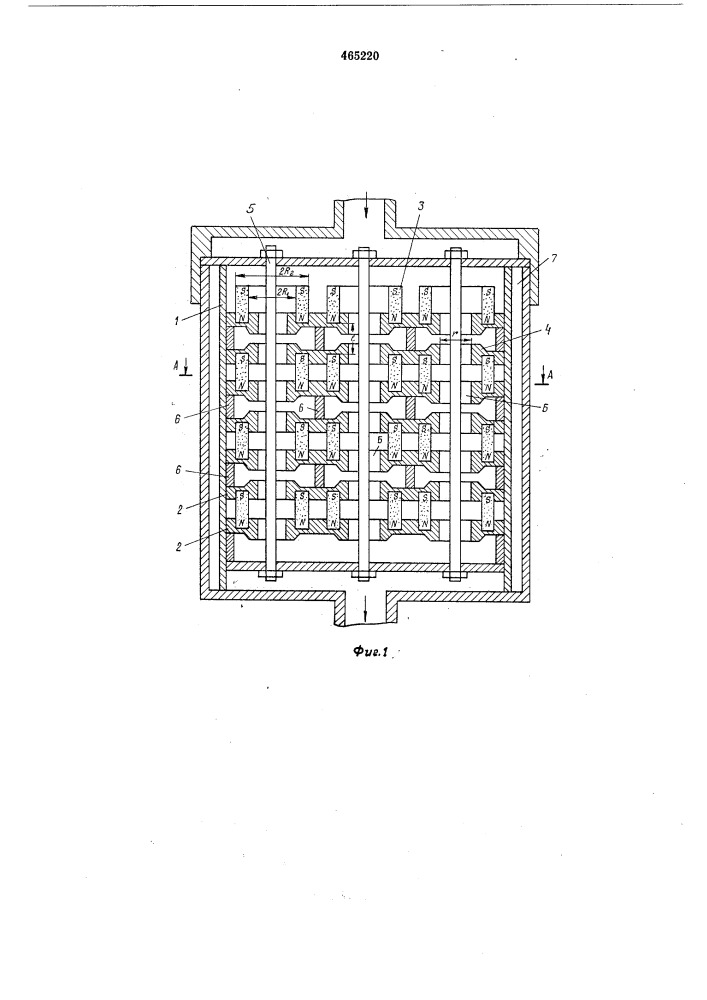 Устройство для обработки жидкостей, газов и их смесей магнитным полем (патент 465220)