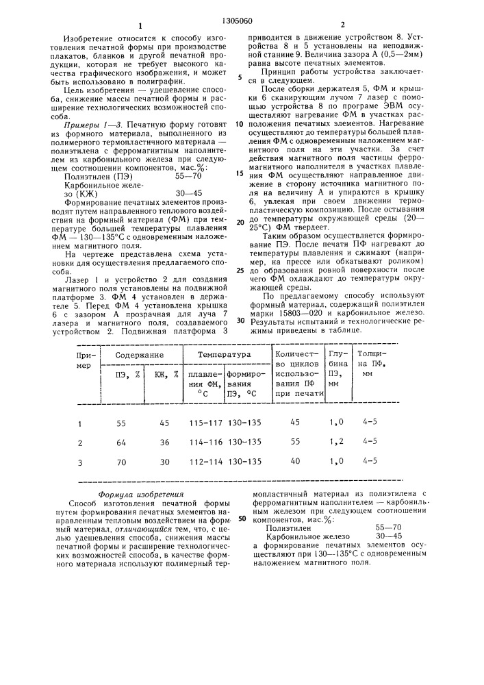 Способ изготовления печатной формы (патент 1305060)