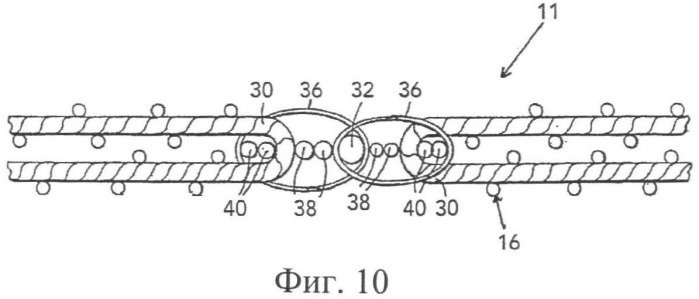Четырехполосная многослойная ткань, соединяемая швом (патент 2391454)