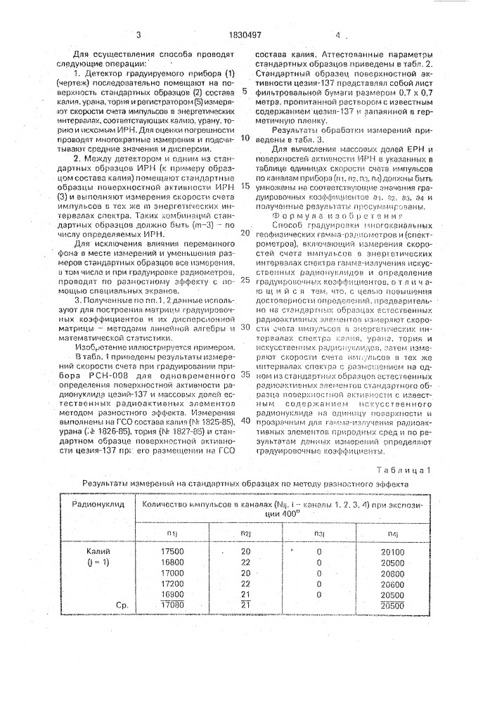 Способ градуировки многоканальных геофизических гамма- радиометров (спектрометров) (патент 1830497)