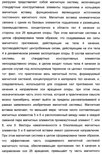 Способ магнитной разгрузки тел качения от действия центробежных сил в опорах вращения и опора вращения для его осуществления (варианты) (патент 2348839)