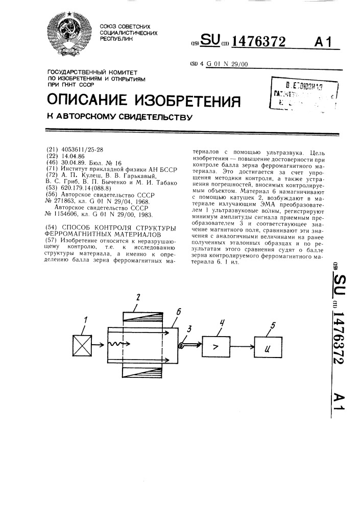 Способ контроля структуры ферромагнитных материалов (патент 1476372)