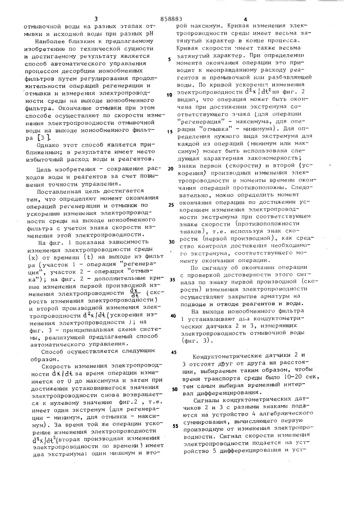 Способ автоматического управления процессом десорбции ионообменных фильтров (патент 858883)