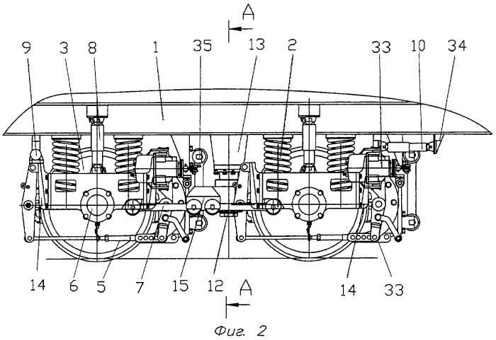 Железнодорожное тяговое транспортное средство с двухосными безрамными тележками (варианты) (патент 2277487)