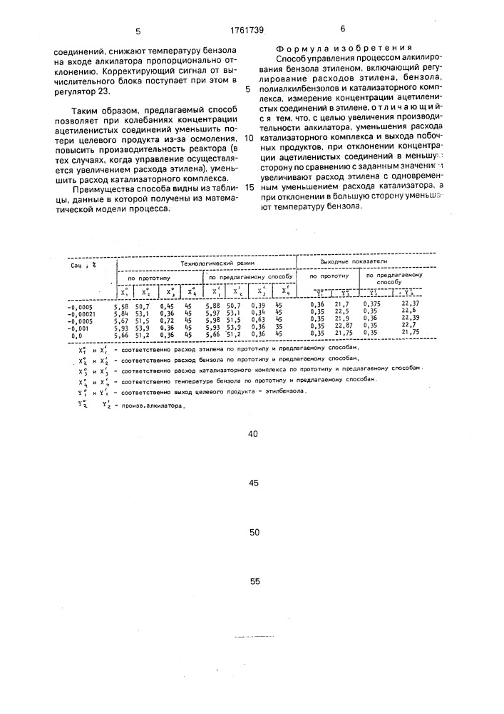 Способ управления процессом алкилирования бензола этиленом (патент 1761739)
