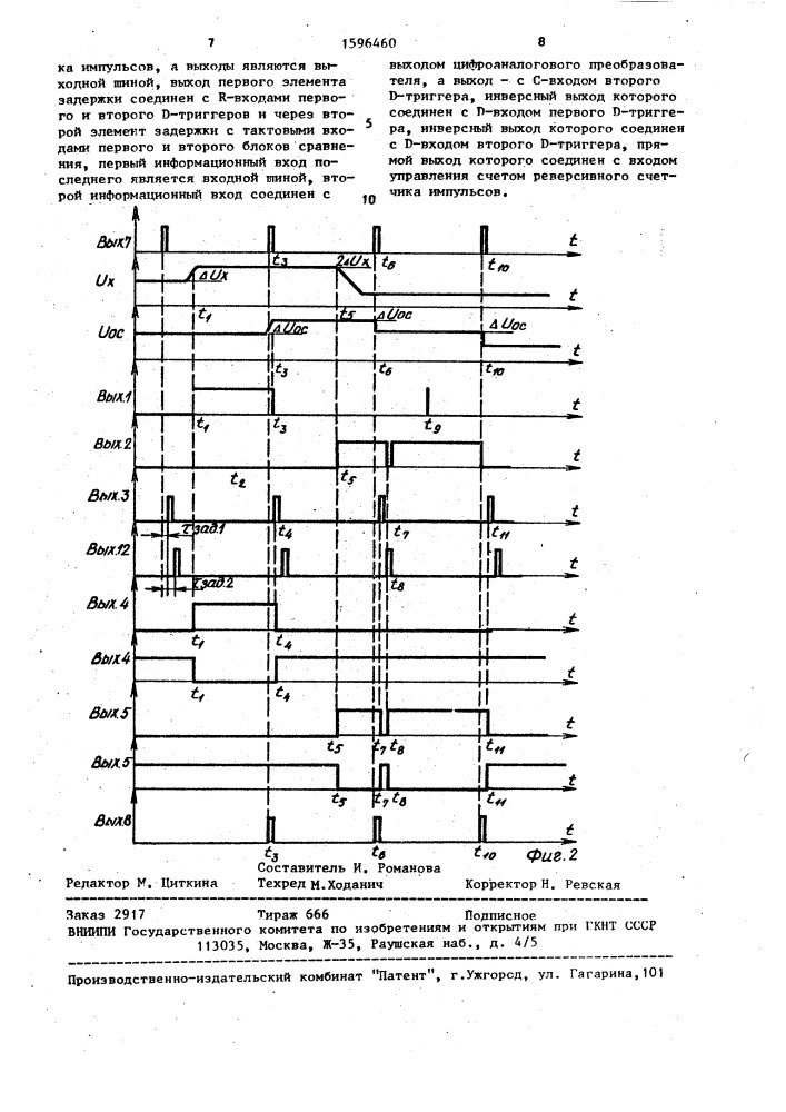 Следящий аналого-цифровой преобразователь (патент 1596460)