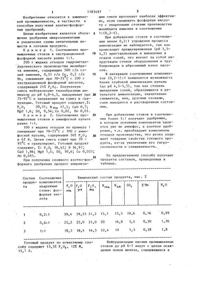 Способ получения азотно-фосфорного удобрения (патент 1183497)