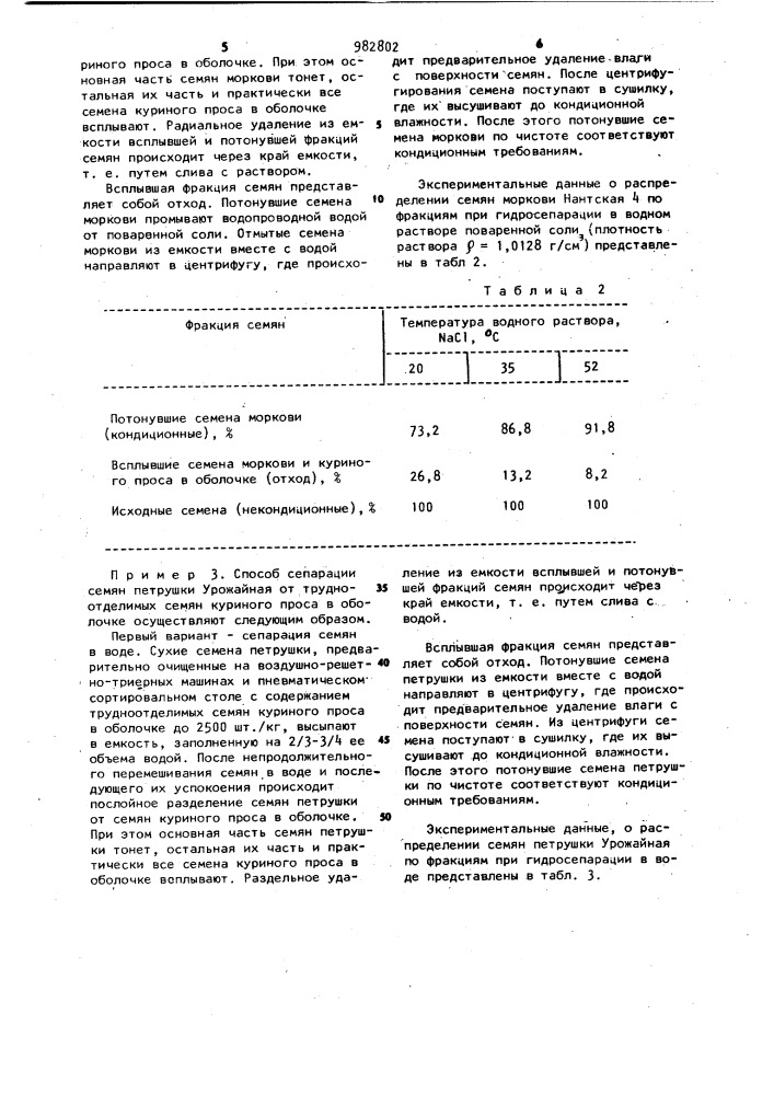 Способ сепарации семян (патент 982802)