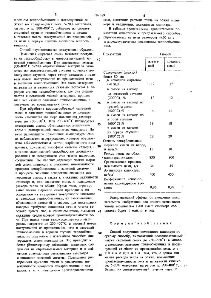 Способ получения цементного клинкера (патент 787389)