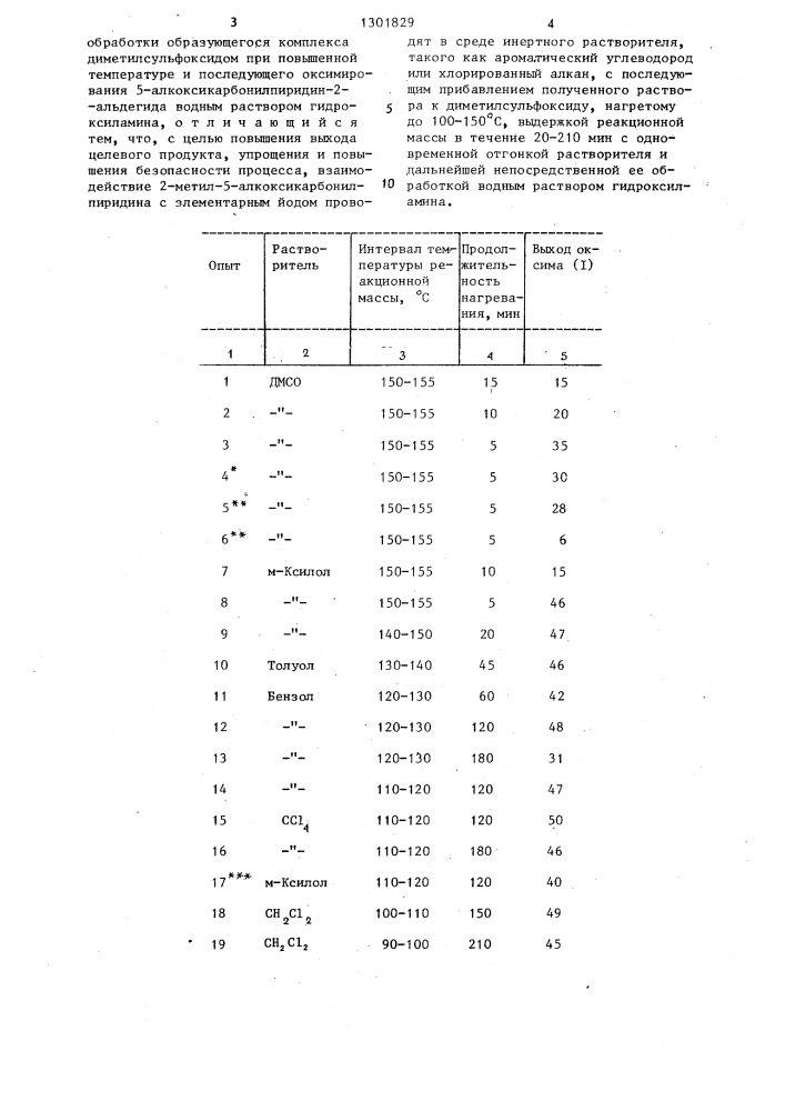 Способ получения 5-алкоксикарбонилпиридин-2-альдоксимов (патент 1301829)