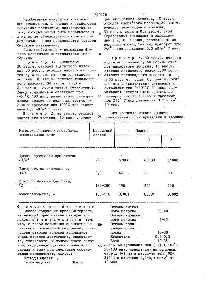 Способ получения пресс-материала (патент 1359276)