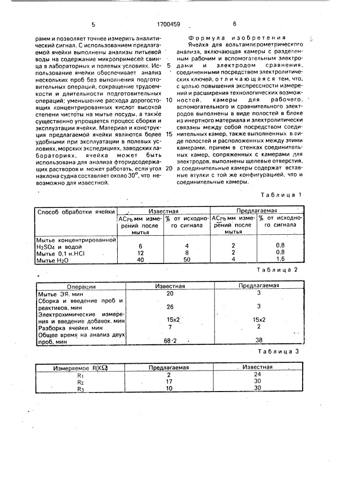 Ячейка для вольтамперометрического анализа (патент 1700459)