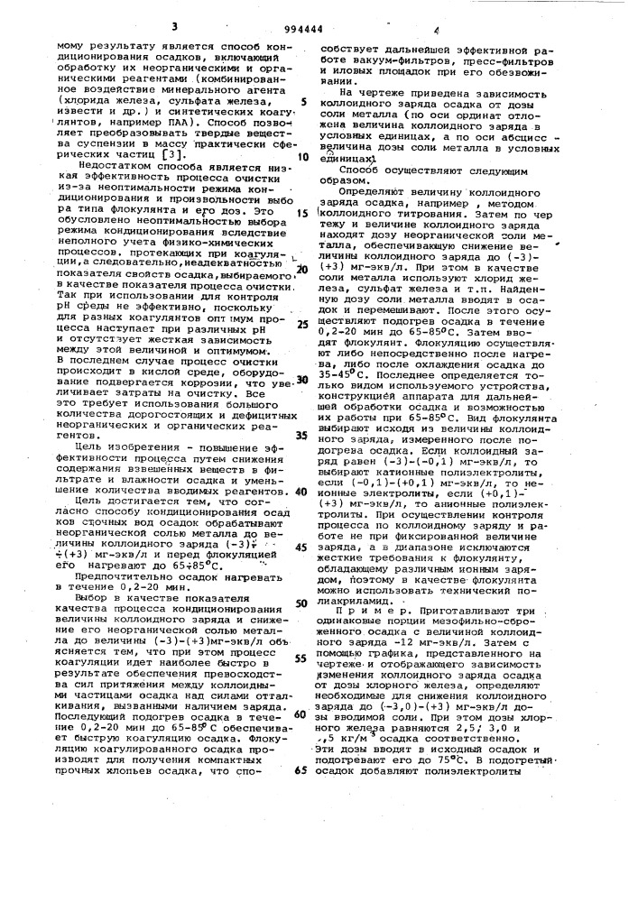 Способ кондиционирования осадков сточных вод (патент 994444)