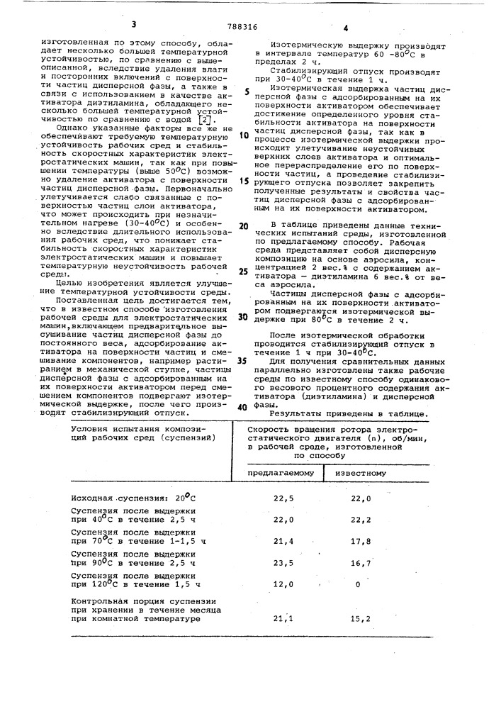 Способ изготовления рабочей среды для электростатических машин (патент 788316)