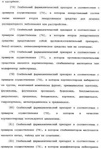 Применение циклезонида в качестве стабилизатора тонкодисперсной фракции формотерола в фармацевтическом препарате (патент 2337667)