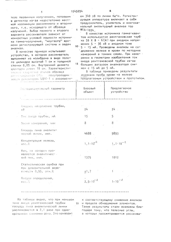 Устройство для рентгенофлуоресцентного анализа вещества (патент 1045094)