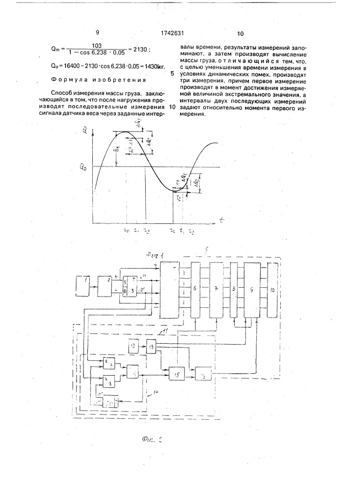 Способ измерения массы груза (патент 1742631)