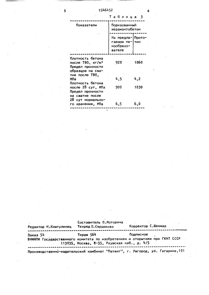 Пенообразующая добавка для поризации бетонных смесей (патент 1546452)