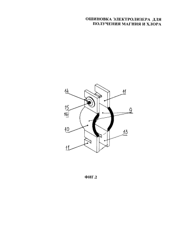 Ошиновка электролизера для получения магния и хлора (патент 2586186)