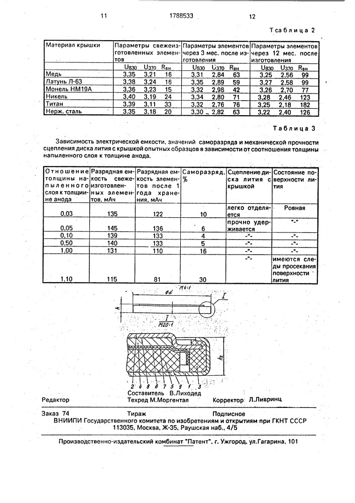 Способ сборки анода химического источника тока (патент 1788533)