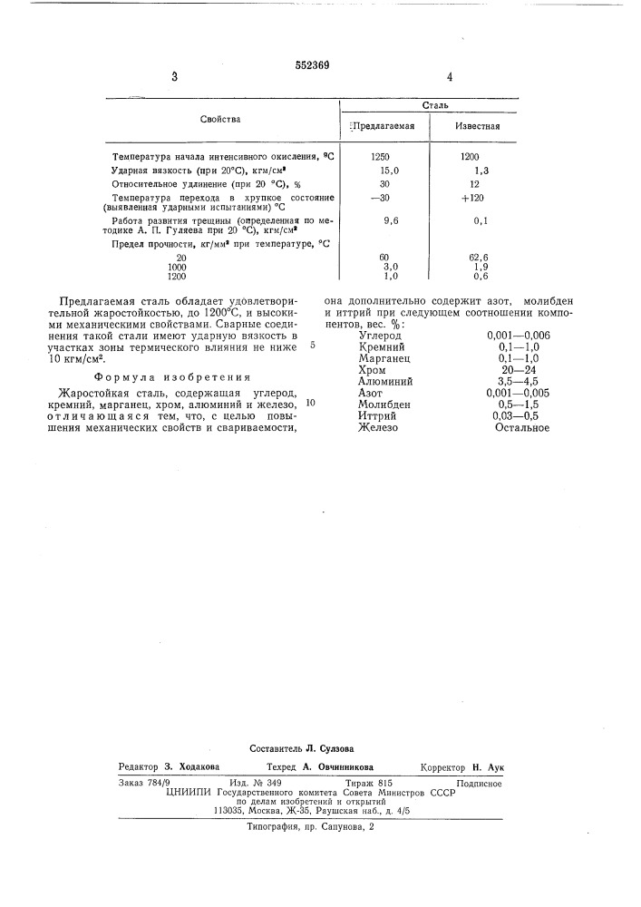 Жаростойкая сталь (патент 552369)