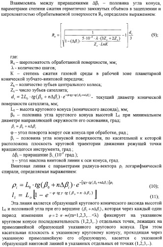 Способ формообразования сферовинтовых конических зубчатых поверхностей и устройство для его реализации (патент 2309028)