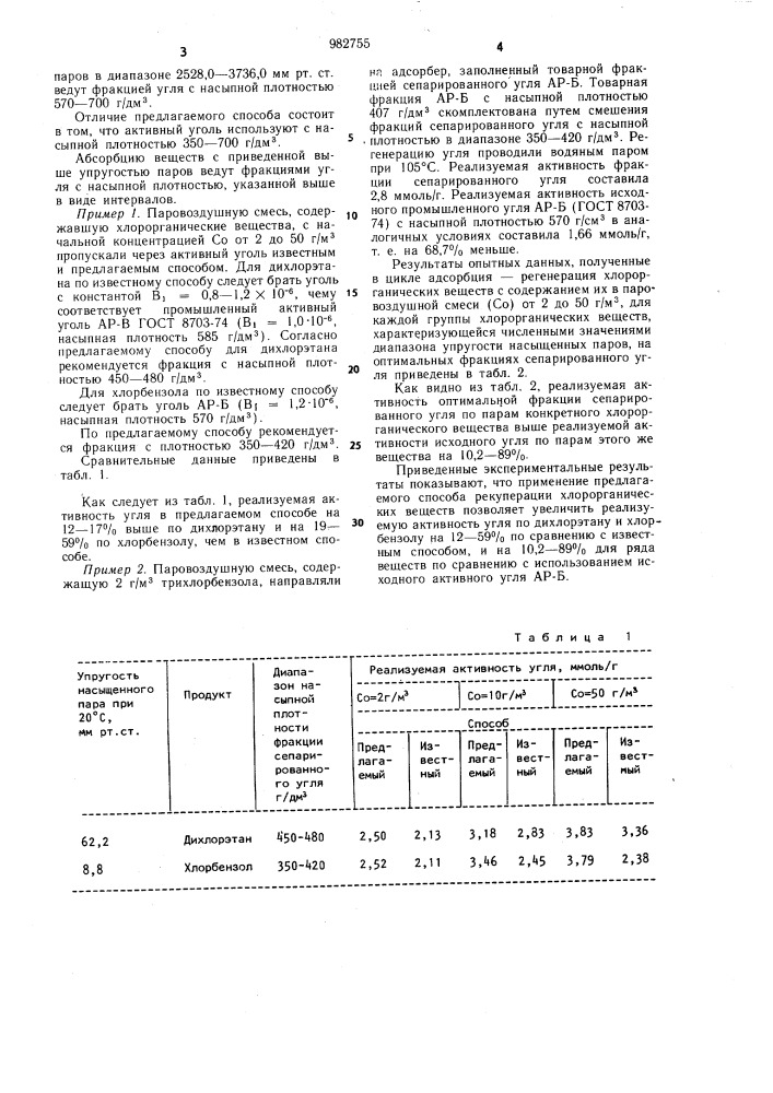 Способ рекуперации хлороорганических веществ (патент 982755)