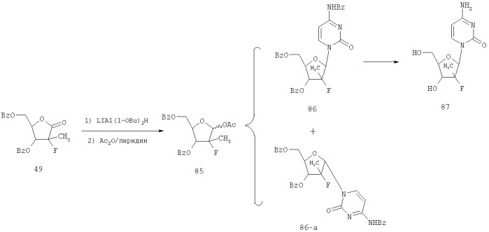 Способ получения алкилзамещенных 2-дезокси-2-фтор-d-рибофуранозил-пиримидинов и пуринов и их производных (патент 2407747)