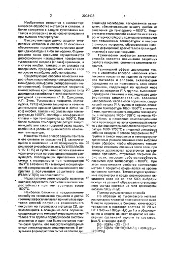 Способ получения покрытия на изделиях из тугоплавких металлов и их сплавов (патент 2003438)