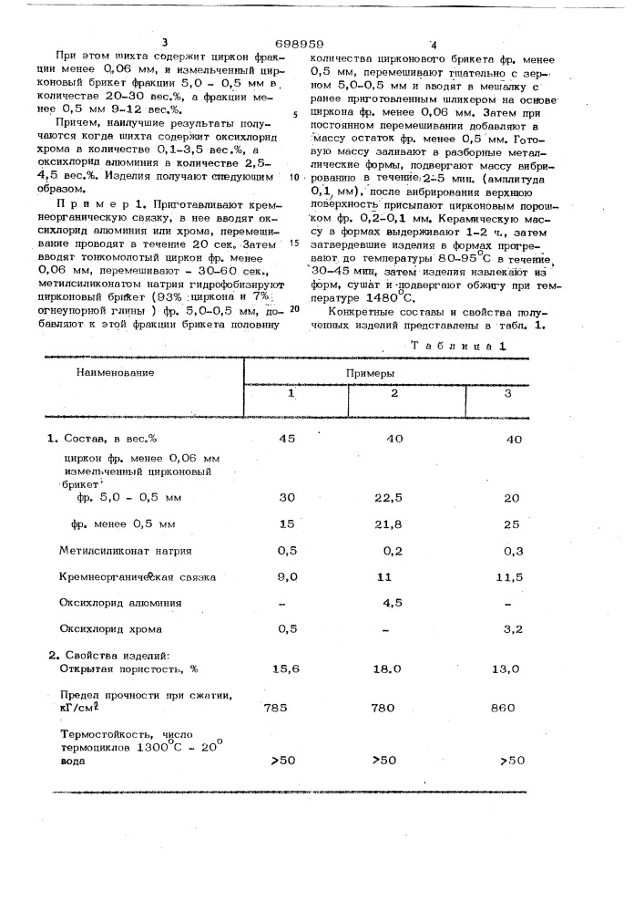 Шихта для изготовления огнеупорных изделий (патент 698959)