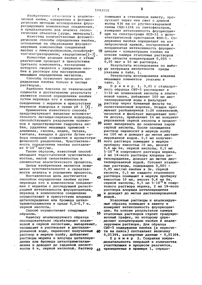 Способ определения ниобия (патент 1043110)