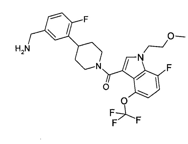 [4-(5-аминометил-2-фторфенил)-пиперидин-1-ил]-[7-фтор-1-(2-метоксиэтил)-4-трифторметокси-1н-индол-3-ил]-метанон как ингибитор триптазы тучных клеток (патент 2509766)
