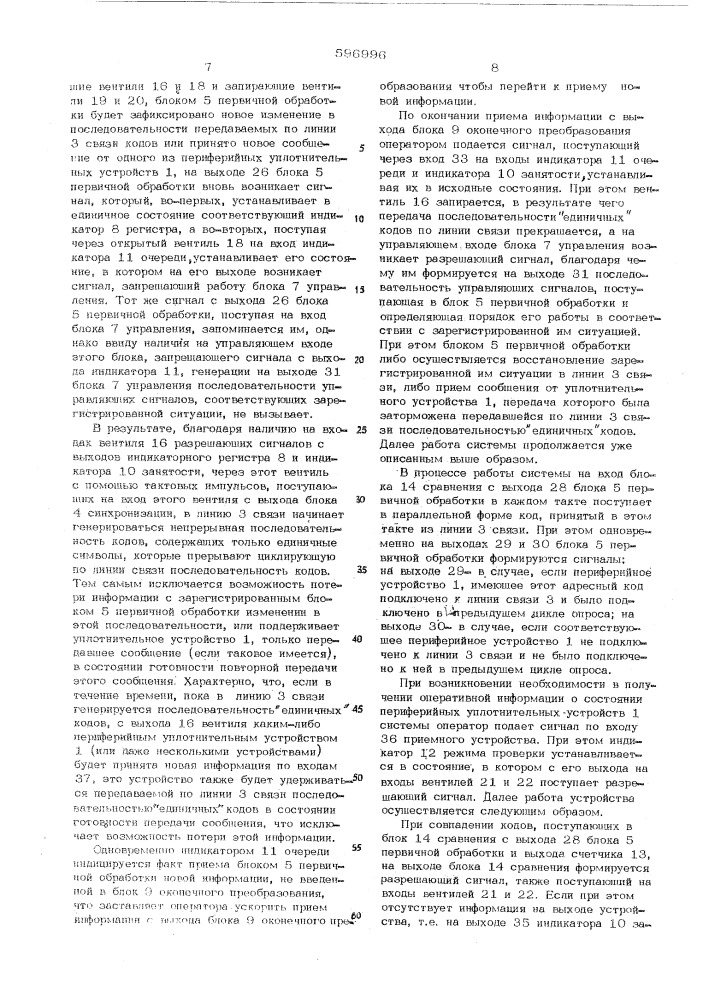 Приемное устройство системы телемеханики (патент 596996)